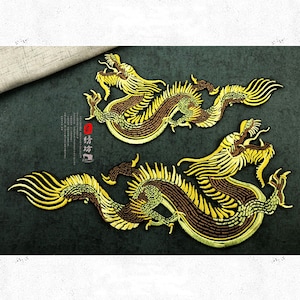 Large Chinese Dragon Sew On Back Patch Embroidered Notion Applique Motif Men Women Clothing Jacket Shoulder Denim Pant Backpack Decoration