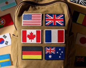 Patch brodé drapeau du pays - fer à repasser ou support auto-agrippant, patch drapeau national pour le moral tactique pour veste sac à dos chapeau
