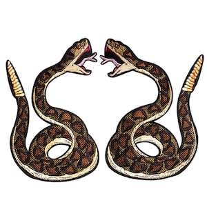 Rattlesnake Snake Back Patch Sew Iron On Large Applique Embroidered Gift DIY Punk Metal Grunge Aesthetic Reptile Gothic DIY Decoration Cobra