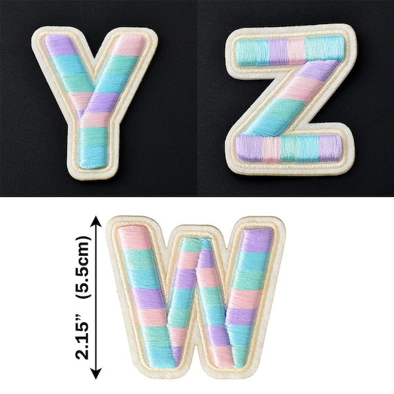 Rainbow Letter Patch 3D Self Adhesive Sticker 2.15" 5.5cm Stick On Alphabet Capital Letter Sew On Embroidered A To Z Personalize DIY Gift