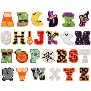Letras de Halloween Patch Ferro em Patch Alfabeto A a Z Costura Patch Jack O'Lantern Morcego Fantasma Bruxa Abóbora Aranha para Camisa Jaqueta Chapéu Mochila