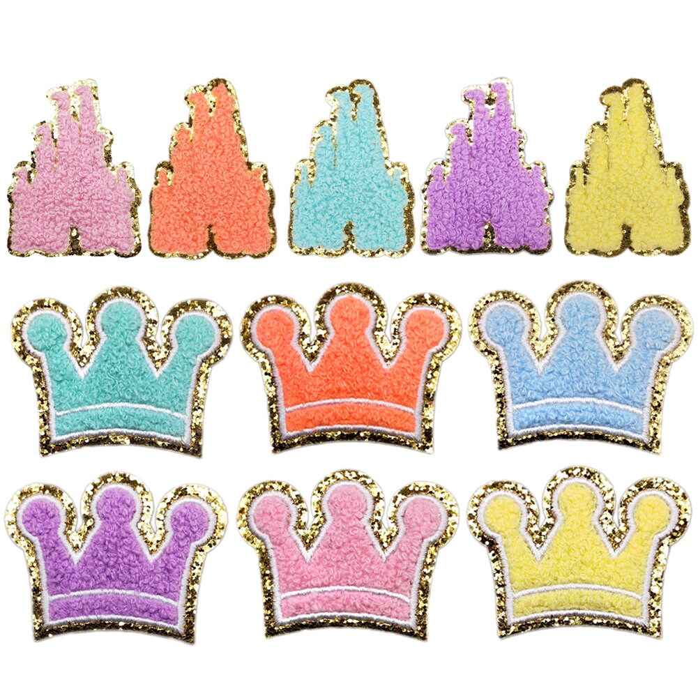 Small Mardi Gras Crown Glitter Stickers, set of 48