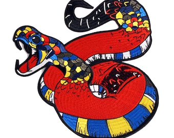 Grote Viper Snake-achterpatch Naai opstrijkbare appliqué Geborduurd cadeau DIY Punk Metal Grunge Esthetisch Reptiel Gothic DIY Decoratie Cobra
