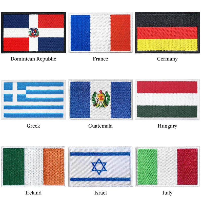 Country Flag Embroidered Patch - Iron on or Hook and Loop Backing ...