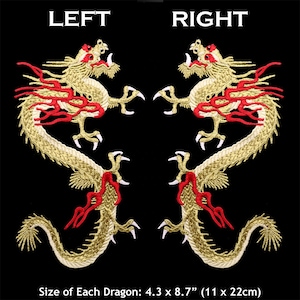 Grande drago cinese da cucire su toppa coppia toppa posteriore ricamata motivo applique grande nozione per giacca, abito, pantalone, motociclista, decorazione