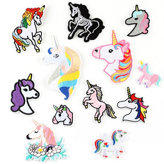 12 Pieces Unicorn Sew on Patches Motif Applique Embroidered Patches for Jeans and Jacket 