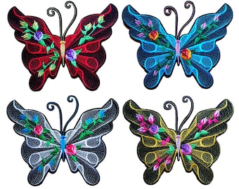 3D Butterfly Iron Sew On Patch Large Embroidered Big Badge Motif Applique Cute Colorful for Women Girl Jacket Denim Backpack Bag Decoration