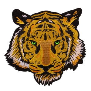 Large Tiger Head Iron On Patch Sew On Patch Embroidered Embroidery Bengal DIY Motif Kid Adult Men Clothing Jacket Backpack Decoration