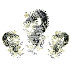 Large Chinese Dragon Sew Iron On Patch Pair Back Patch Embroidery Big Notion Applique Motif for Jacket T-Shirt Dress Gown Pant Decoration
