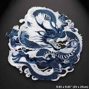 10" grande drago cinese cucire sulla toppa posteriore rotonda ricamata nozione applique motivo uomo donna abbigliamento giacca posteriore denim zaino decorazione