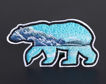 Save Polar Bear Iron On Patch Sew Applique Protect Arctic Circle Animal Badge Embroidered for Backpack T-shirt Jacket Coat Decoration