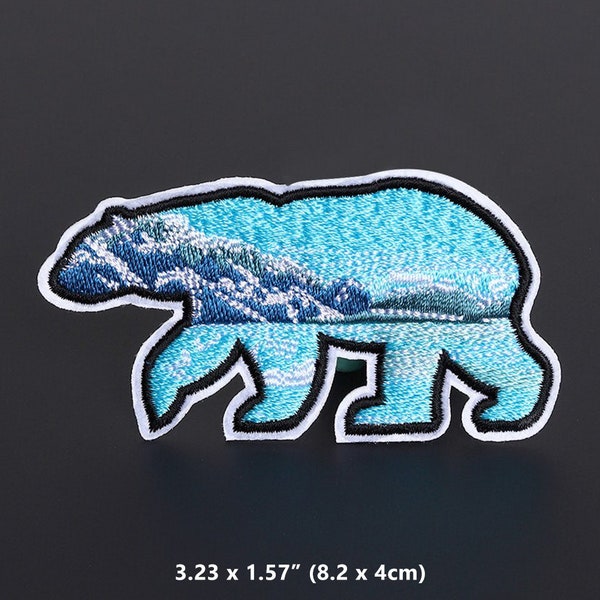 Save Polar Bear Iron On Patch Sew Applique Protect Arctic Circle Animal Badge Embroidered for Backpack T-shirt Jacket Coat Decoration