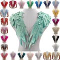 3D Angel Wing Shoulder Strap Patch Pair Guipure Lace Neckline Collar Feather Trim Sew DIY Craft Applique Motif Wedding Dress Gown Costume