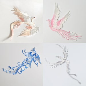 Phoenix Iron On Patch Sew Patch Japanese Bird Back Patch Embroidery Notion Applique for Wedding Gown Jacket Dress Pant Biker Rider