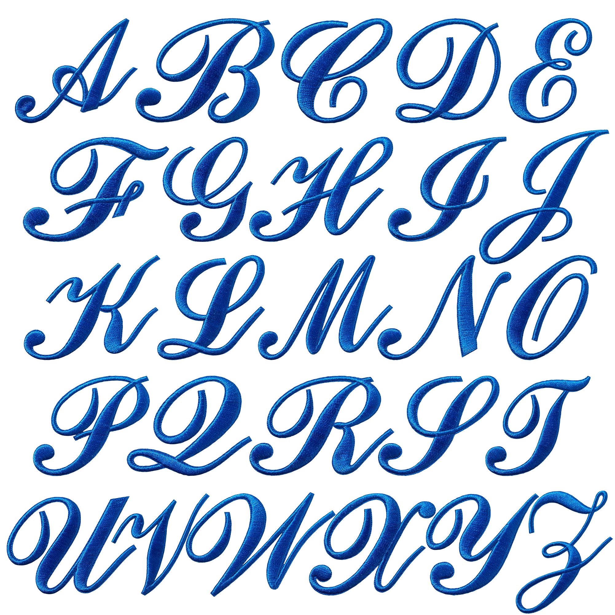 Wonder Cursive Blue Black White Royal Blue Calligraphy Letter Patch, Cursive Handwriting ...