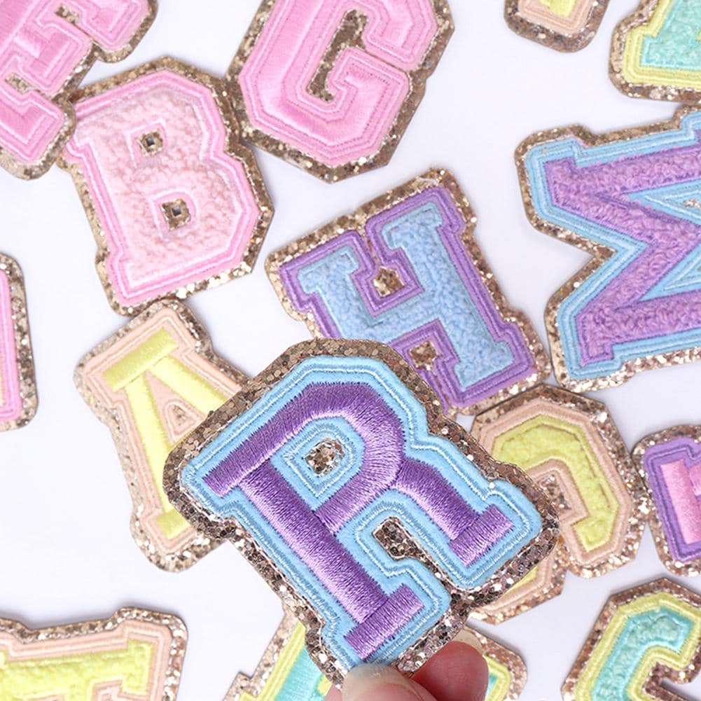 Pastel Letter Patch Macaron Color Self Adhesive Sticker 2.3" 5.8cm Stick On Alphabet Capital Letter Sew On Embroidered A-Z Personalize Gift