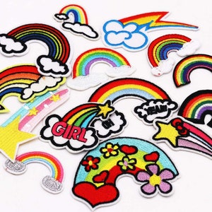 Set 14 Rainbow Cloud opstrijkbare patch Naai de patch Borduurwerk Leuke kleurrijke badge DIY Kid LGBT Kleding Jas Jeans Broek Rugzak Decoratie