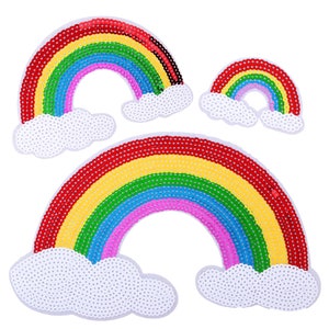 Large Sequin Rainbow Cloud Iron On Patch Sew On Patch DIY Applique Motif Kid Girl Boy Adult Clothing Jacket Hat Backpack Decoration Notion