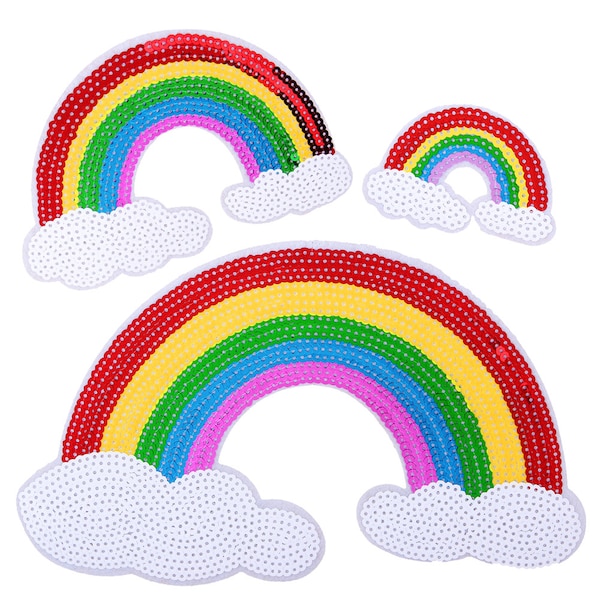 Large Sequin Rainbow Cloud Iron On Patch Sew On Patch DIY Applique Motif Kid Girl Boy Adult Clothing Jacket Hat Backpack Decoration Notion