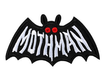 Mothman Sew Iron On Patch Haftowany Czarny Moth Man Cryptid Creature Uroczy Motyw Aplikacja Na Czapkę Czapkę T-shirt Kurtkę Spodnie Jeansowe Plecak Torba