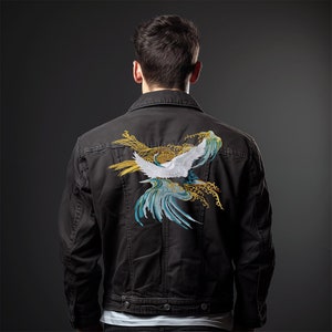 Large Crane Tsuru Back Patch Embroidered for Jacket