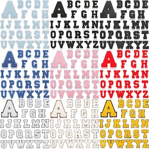 Chenille Letter Iron On Patch 2.75&quot;/7cm Sew Patch Alphabet Capital A-Z Embroidered Applique Name Badge Jersey Jacket Coat T-Shirt Backpack