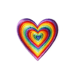 3pc Rainbow Heart Iron On Patch Melting Heart Concentric Striped 2.5&quot;/6cm Love Embroidered Sew Patch Badge for Hat T-Shirt Backpack Jacket