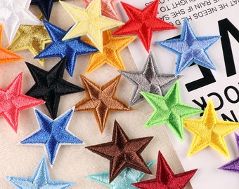 Little Star Iron On Patch Set of 5pc 1.15&quot;/3cm Embroidered Sew Patch Colorful Multicolored Shiny Badge Motif for Hat Jacket T-Shirt Backpack