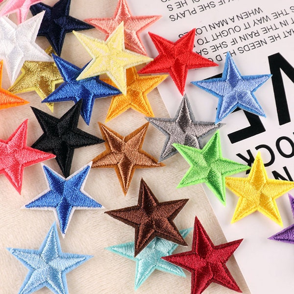 Little Star Iron On Patch 1.15"/3cm Set of 5pc Embroidered Sew Patch Colorful Multicolored Shiny Badge Motif for Hat Jacket T-Shirt Backpack