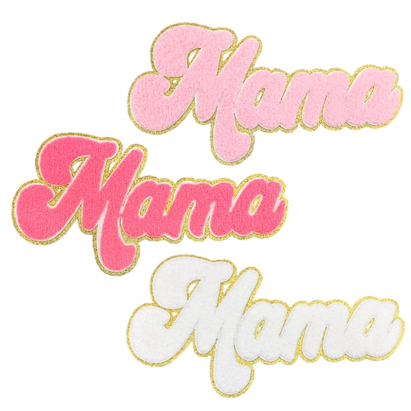 Chenille Mama Letter Iron On Patch Mum Mother's Day Large Big Sew Back Patch Wording Word Applique Embroidered Women Girl Jacket T-Shirt