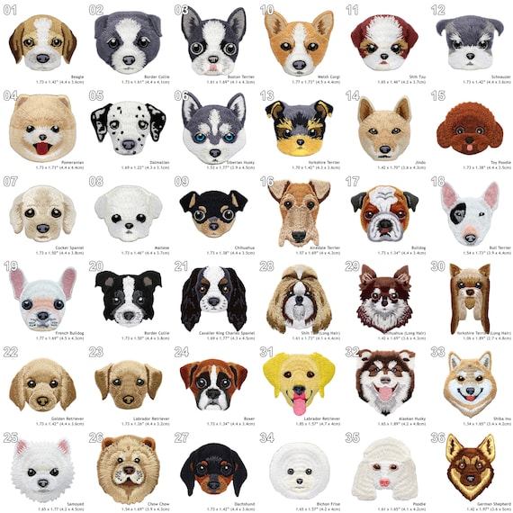 Mini Dog Puppy Iron On Patch Sew On Embroidered Bulldog Corgi Yorkshire Terrier Husky Golden Retriever Spaniel Boxer Poodle Little Animal