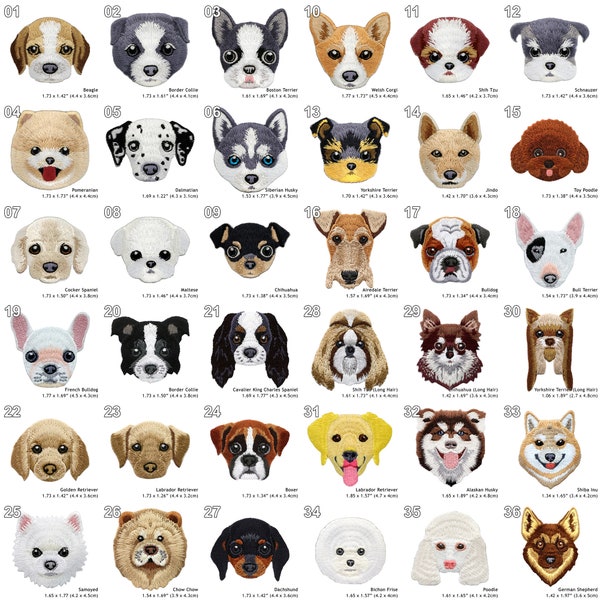 40 Cute Dog Puppy Iron On Patch Sew On Embroidered Bulldog Corgi Yorkshire Terrier Husky Golden Retriever Spaniel Boxer Poodle Little Animal