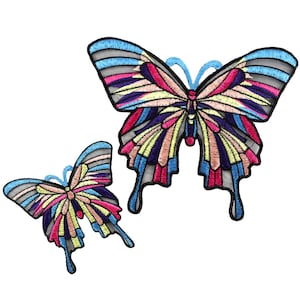 Écusson papillon à coudre grand petit motif brodé appliqué mignon coloré pour femme fille t-shirt veste sac à dos en jean sac décoration