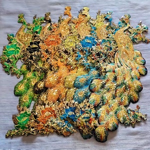 Large Phoenix Peacock Sequin Sew On Patch 18&quot;/ 47cm Chinese Bird Back Patch Embroidery Big Notion Applique for Wedding Gown Jacket Dress