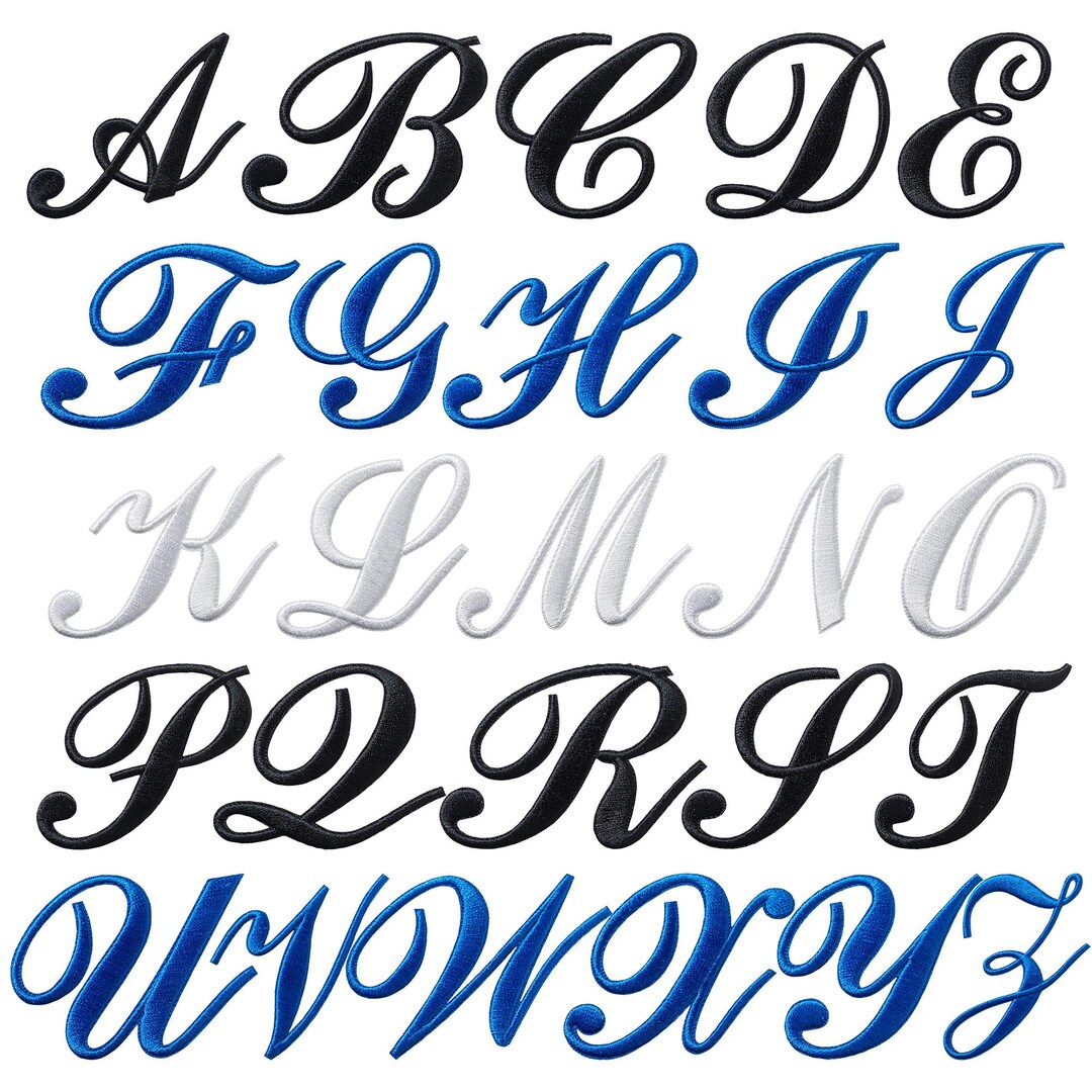 Black White Royal Blue Calligraphy Letter Patch, Cursive Handwriting ...