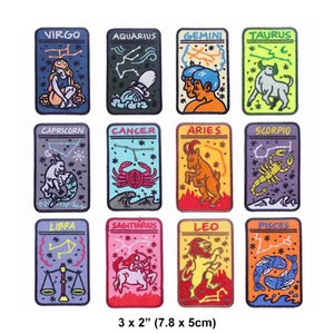 Znak zodiaku żelazko na łacie horoskop naszywka haftowana astrologia konstelacja odznaka aplikacja na kurtkę koszulkę dżinsy spodnie czapka płaszcz