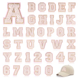 Chenille Letra Alfabeto Número Ferro Em Patch Costurar 2,15"/5,5 cm A-Z 0-9 Acabamento Dourado Capital Bordado Nome Crachá Motivo Jaqueta Camiseta Mochila