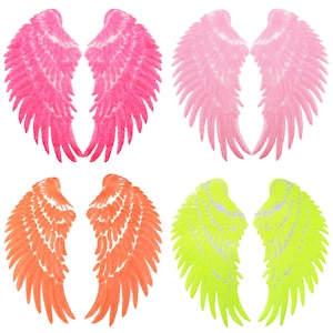 Large Sequin Angel Wing Iron On Patch 35cm 13.75&quot; Glitter Sparkling Colorful Sew On Patch DIY Applique Motif for Clothing Jacket Decoration