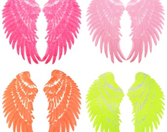 Grande aile d'ange à paillettes fer sur patch 35 cm 13,75" paillettes scintillantes colorées à coudre sur patch bricolage motif appliqué pour la décoration de veste de vêtements