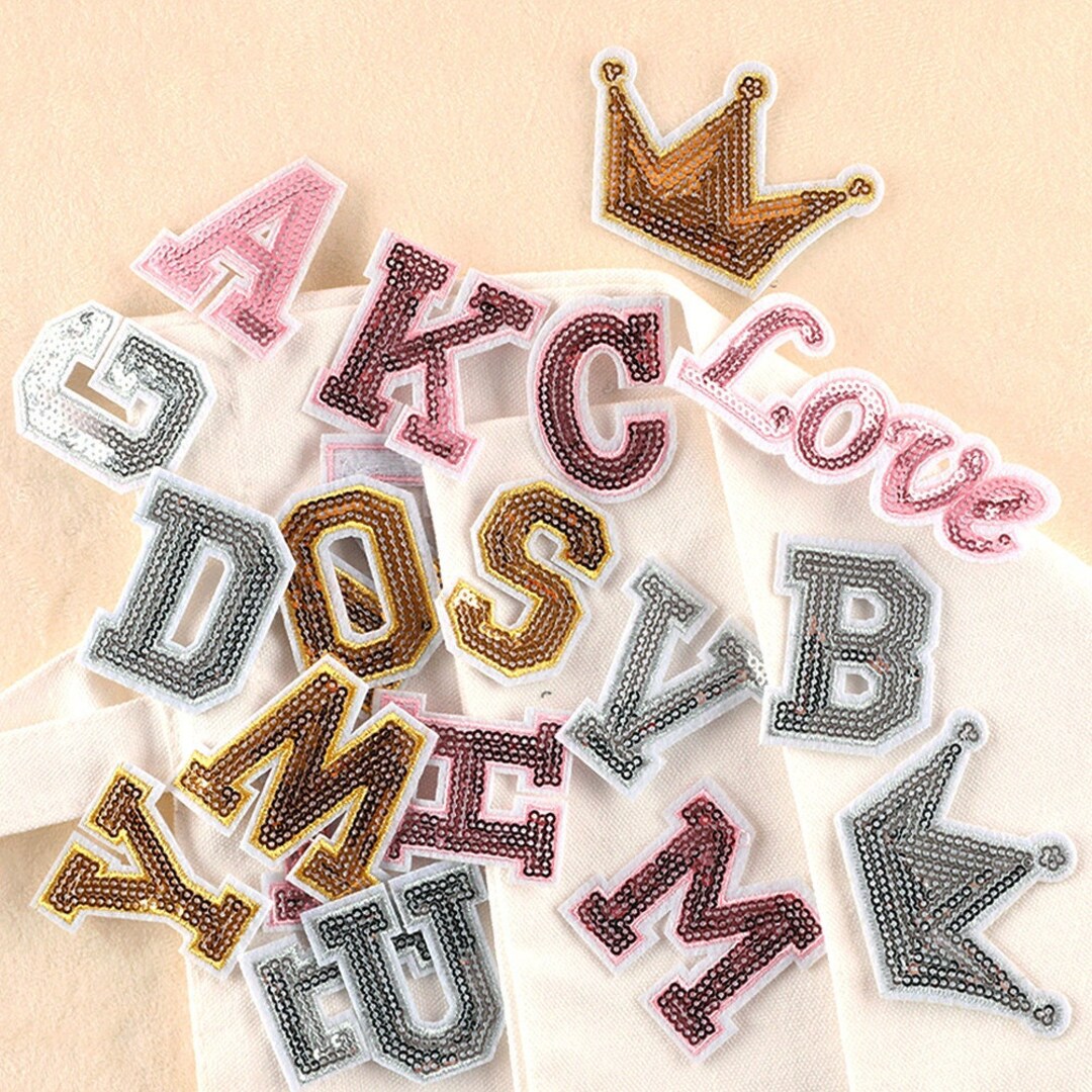 Sequin Letter Iron on Patch Sew on Patch Gold Silver Alphabet A to Z
