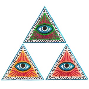 All Seeing Eye Sequin Iron On Patch Large Sew On Patch Eye of Providence Triangle Sparkling Big Eyeball DIY for Jacket Backpack Decoration