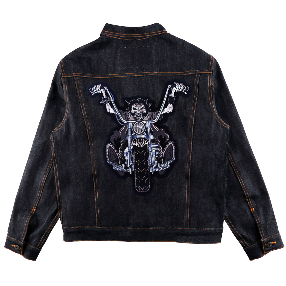 Skeleton Ghost Rider Large Sew Iron on Patch Embroidered Big Black ...