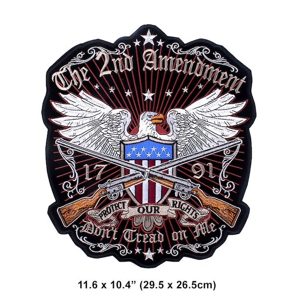 Large Eagle Sew Iron On Patch Embroidered 2nd Amendment Don't Tread On Me 1791 United State Motorcycle Emblem Back Jacket Coat T-Shirt Rider