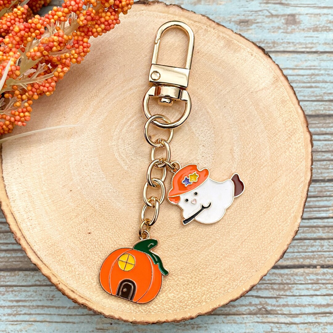Ghost Enamel Keychain Halloween Keychain Ghost Keychain Charm Keychain