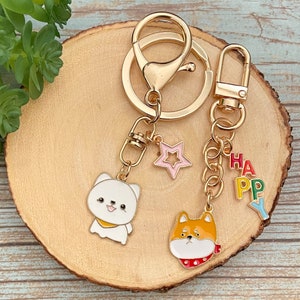 Dog Enamel Keychain | Animal Keychain | Pomeranian Keychain | Shiba Inu Keychain | Cute Keychain | Backpack Keychain | Gift Idea