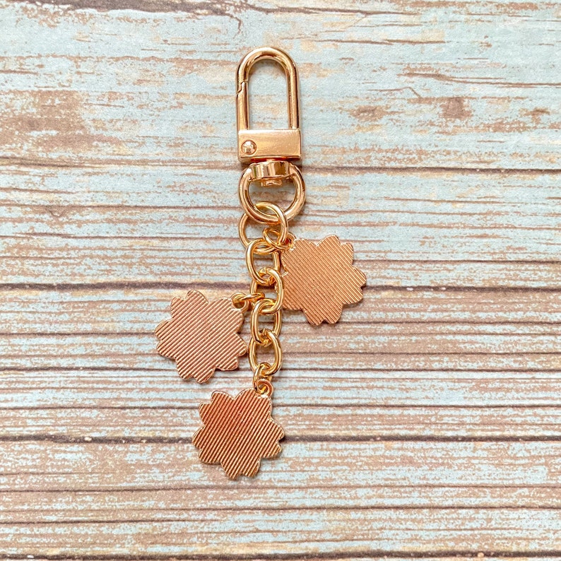 Sakura Cherry Blossom Keychain Charm Gold Keychain Charm Etsy