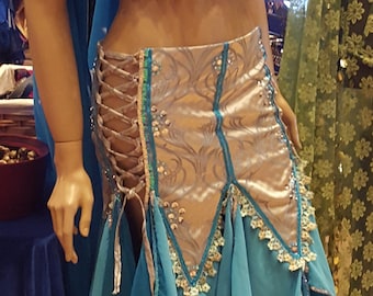 Belly dance stage costume in brocade and chiffon