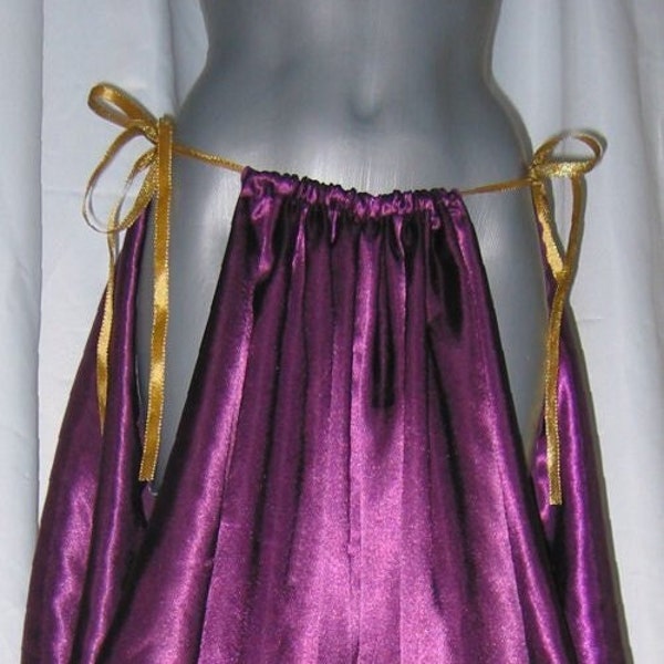 Lightweight plum satin trousers for belly dance, tribal, folklore dance