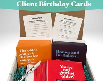 Realtor Birthday Card Bundle | 60 Notecards With Envelopes | Client Follow Up | Touchpoint System