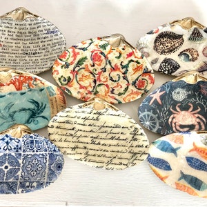 Extra Large Decoupaged Clam Shell Trinket Ring Dish